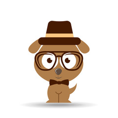lovely hipster puppy dog vector illustration eps 10