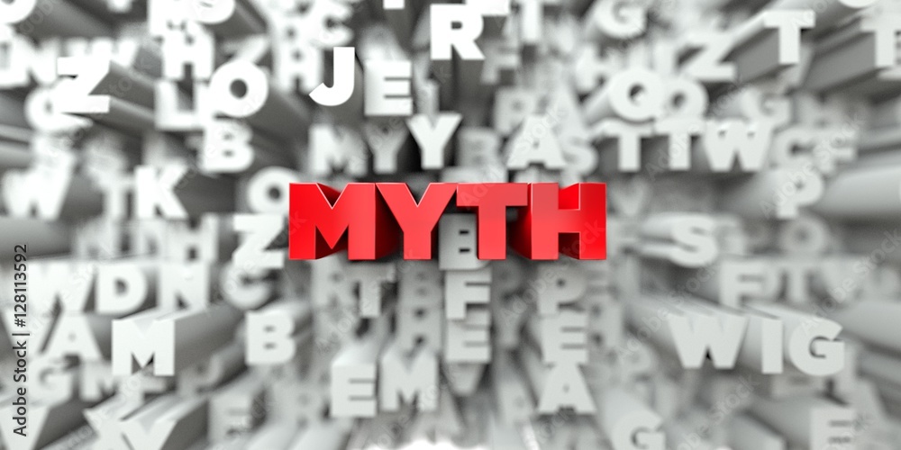 Fototapete myth - red text on typography background - 3d rendered royalty free stock image. this image can be u