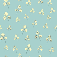 Seamless pattern for wallpaper or fabric. EPS10 vector illustration. Floral elements on a blue background.