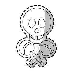 skull and maraca icon. Mexican culture landmark and latin theme. Isolated design. Vector illustration