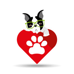Fototapeta premium cute dog pet with paw heart background vector illustration eps 10