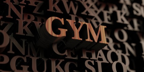 Gym - Wooden 3D rendered letters/message.  Can be used for an online banner ad or a print postcard.