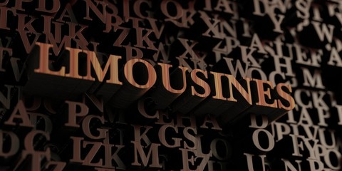 Limousines - Wooden 3D rendered letters/message.  Can be used for an online banner ad or a print postcard.