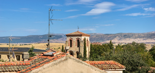 Antennas on old city roofsp