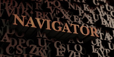 Navigator - Wooden 3D rendered letters/message.  Can be used for an online banner ad or a print postcard.