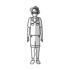 Tourist man icon. Travel trip vacation and tourism theme. Isolated design. Vector illustration
