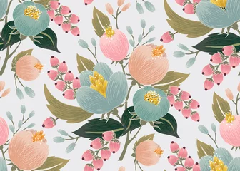 Papier peint Pastel Illustration vectorielle d& 39 un motif floral sans soudure avec des fleurs de printemps. Joli fond floral aux couleurs douces