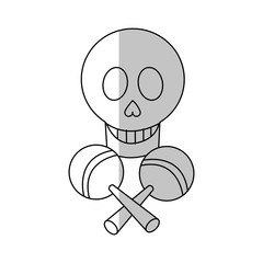 skull and maraca icon. Mexican culture landmark and latin theme. Isolated design. Vector illustration