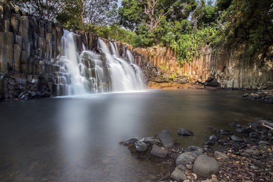 The Rochester falls is a waterfall situated in the Savanna district of Mauritius, highly popular for its rectangular rocks , Souillac, Savanne district, Mauritius