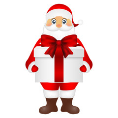 Santa Claus with a gift on  white background
