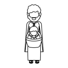 Joseph and baby jesus icon. Nativity merry christmas season and decoration theme. Isolated design. Vector illustration