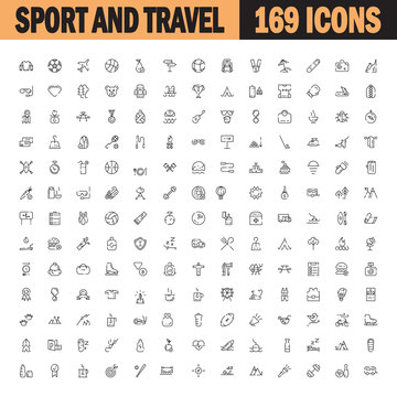 Sport And Recreation Flat Icon Set.