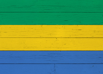 Flag of Gabon on wooden background