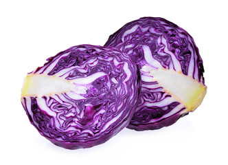 Fototapeta premium fresh half purple cabbage isolated on white background