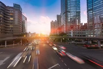Fototapeta na wymiar Shanghai urban traffic, light trails