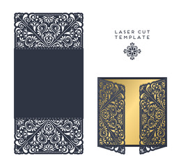 Vector wedding card laser cut template