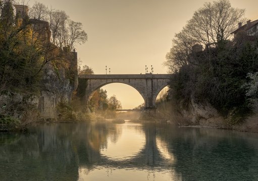 Fototapeta View of devil's bridge in Cividale del Friuli