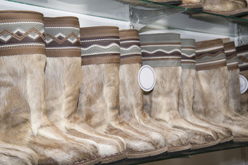 Fototapeta na wymiar Unty - traditional footwear of the peoples of the far North.