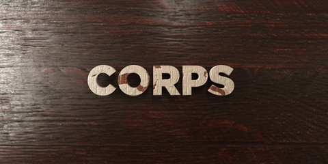 Corps - grungy wooden headline on Maple  - 3D rendered royalty free stock image. This image can be used for an online website banner ad or a print postcard.