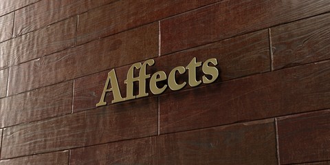 Affects - Bronze plaque mounted on maple wood wall  - 3D rendered royalty free stock picture. This image can be used for an online website banner ad or a print postcard.