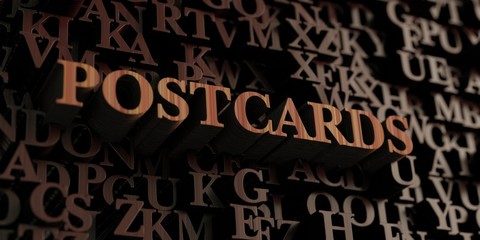 Postcards - Wooden 3D rendered letters/message.  Can be used for an online banner ad or a print postcard.