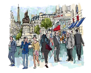 Foto op Plexiglas Mensen in een straat van Parijs © Isaxar