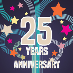 25 years anniversary vector illustration, banner, flyer