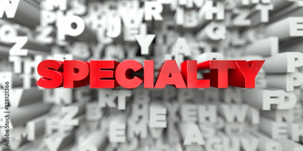 Fototapete specialty - red text on typography background - 3d rendered royalty free stock image. this image can