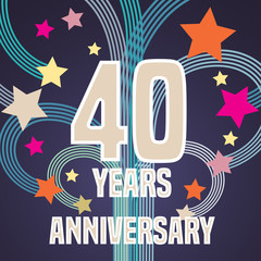 40 years anniversary vector illustration, banner, flyer, icon