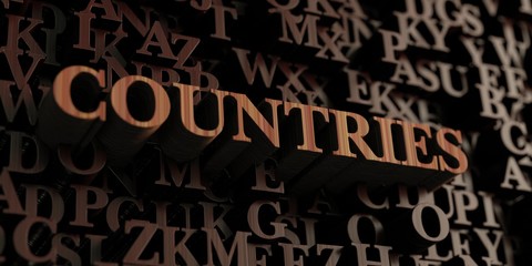 Countries - Wooden 3D rendered letters/message.  Can be used for an online banner ad or a print postcard.