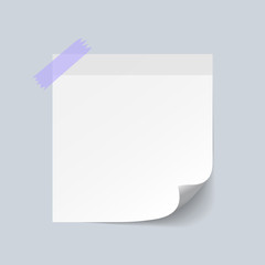 Blank White Sticky Note isolate on gray background, vector illus