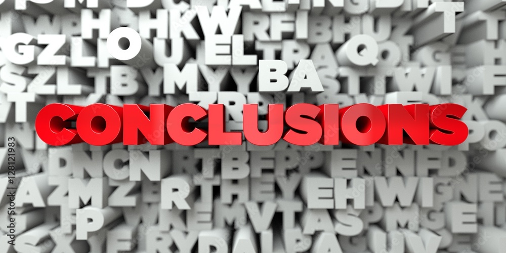 Fototapete conclusions - red text on typography background - 3d rendered royalty free stock image. this image c