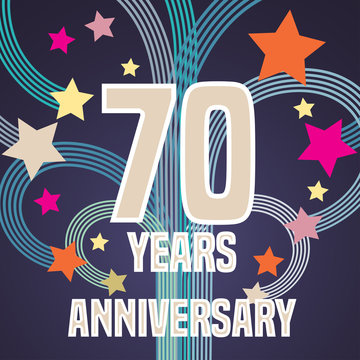 70 years anniversary vector illustration, banner, flyer, icon