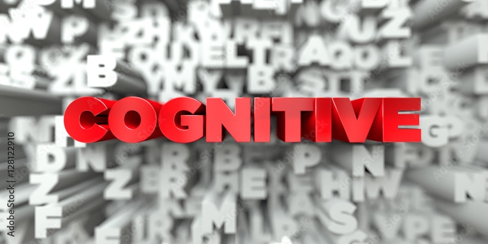 Fototapete cognitive - red text on typography background - 3d rendered royalty free stock image. this image can
