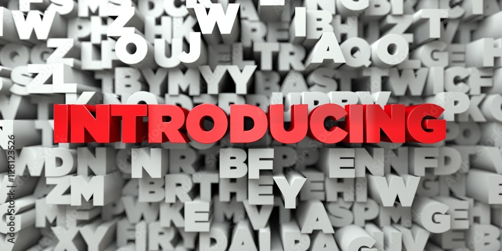 Fototapete introducing - red text on typography background - 3d rendered royalty free stock image. this image c