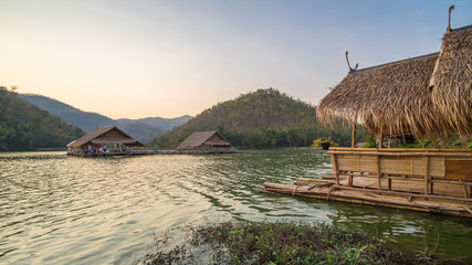Fototapeta premium Beautiful view of lake (Khao wong resevoir) in evening