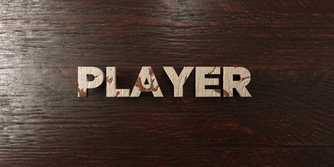 Player - grungy wooden headline on Maple  - 3D rendered royalty free stock image. This image can be used for an online website banner ad or a print postcard.