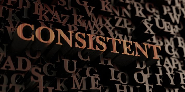 Consistent - Wooden 3D rendered letters/message.  Can be used for an online banner ad or a print postcard.