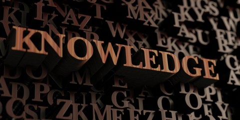 Knowledge - Wooden 3D rendered letters/message.  Can be used for an online banner ad or a print postcard.