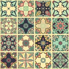 Fotobehang Marokkaanse tegels Etnisch bloemen naadloos patroon