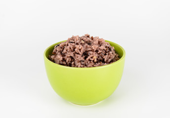 Rice berry in bowl healthy food on white background.