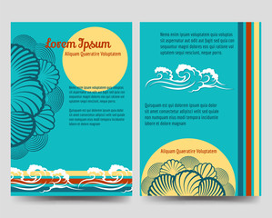 Sea style brochure flyers template design vector