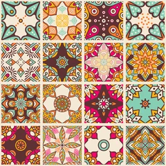 Papier Peint photo Tuiles marocaines Modèle sans couture floral ethnique
