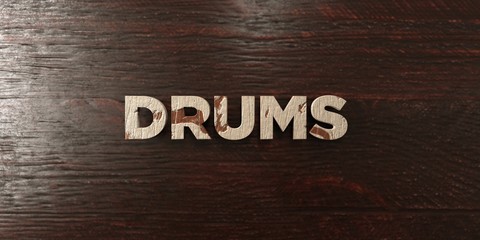 Drums - grungy wooden headline on Maple  - 3D rendered royalty free stock image. This image can be used for an online website banner ad or a print postcard.