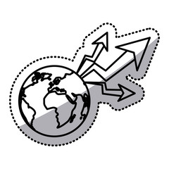 Increase and planet icon. Money financial item commerce market and economy theme. Isolated design. Vector illustration