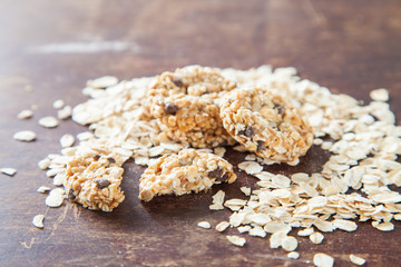 oatmeal cookies on a table, selective focus