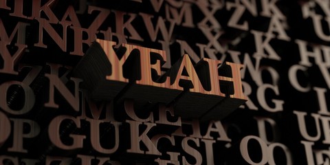Yeah - Wooden 3D rendered letters/message.  Can be used for an online banner ad or a print postcard.