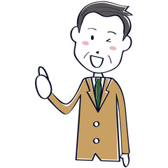 中年ビジネスマン　線画　短髪 上半身　good
