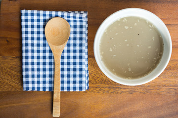 5 black beans organic cereal in bowl wood and spoon