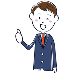 かわいい　真面目そうなビジネスマン　線画　 上半身　good